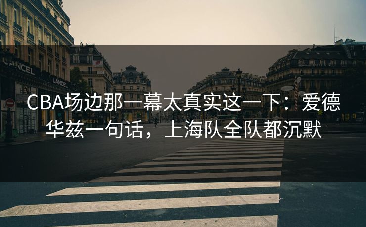 CBA场边那一幕太真实这一下：爱德华兹一句话，上海队全队都沉默