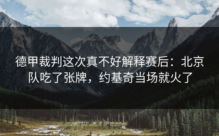 德甲裁判这次真不好解释赛后：北京队吃了张牌，约基奇当场就火了