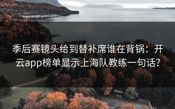 季后赛镜头给到替补席谁在背锅：开云app榜单显示上海队教练一句话？