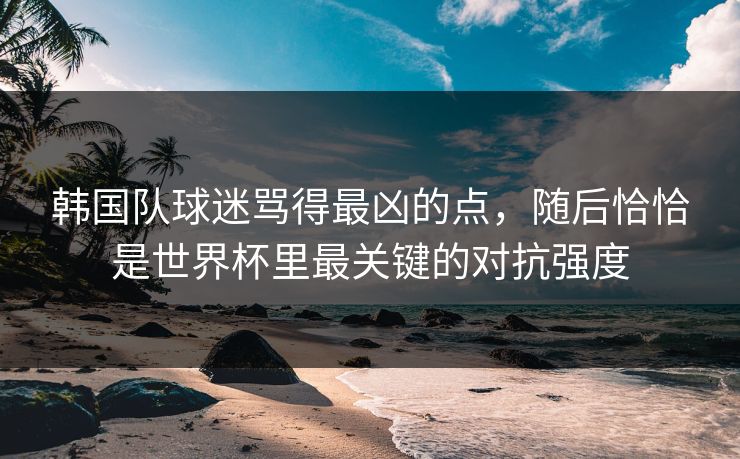 韩国队球迷骂得最凶的点，随后恰恰是世界杯里最关键的对抗强度